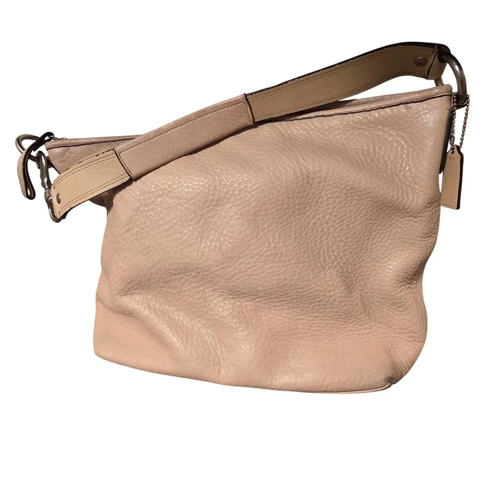 VTG Coach Soft Milled Leather Hobo Shoulder Bag‎ Purse Beige A0985-F13094